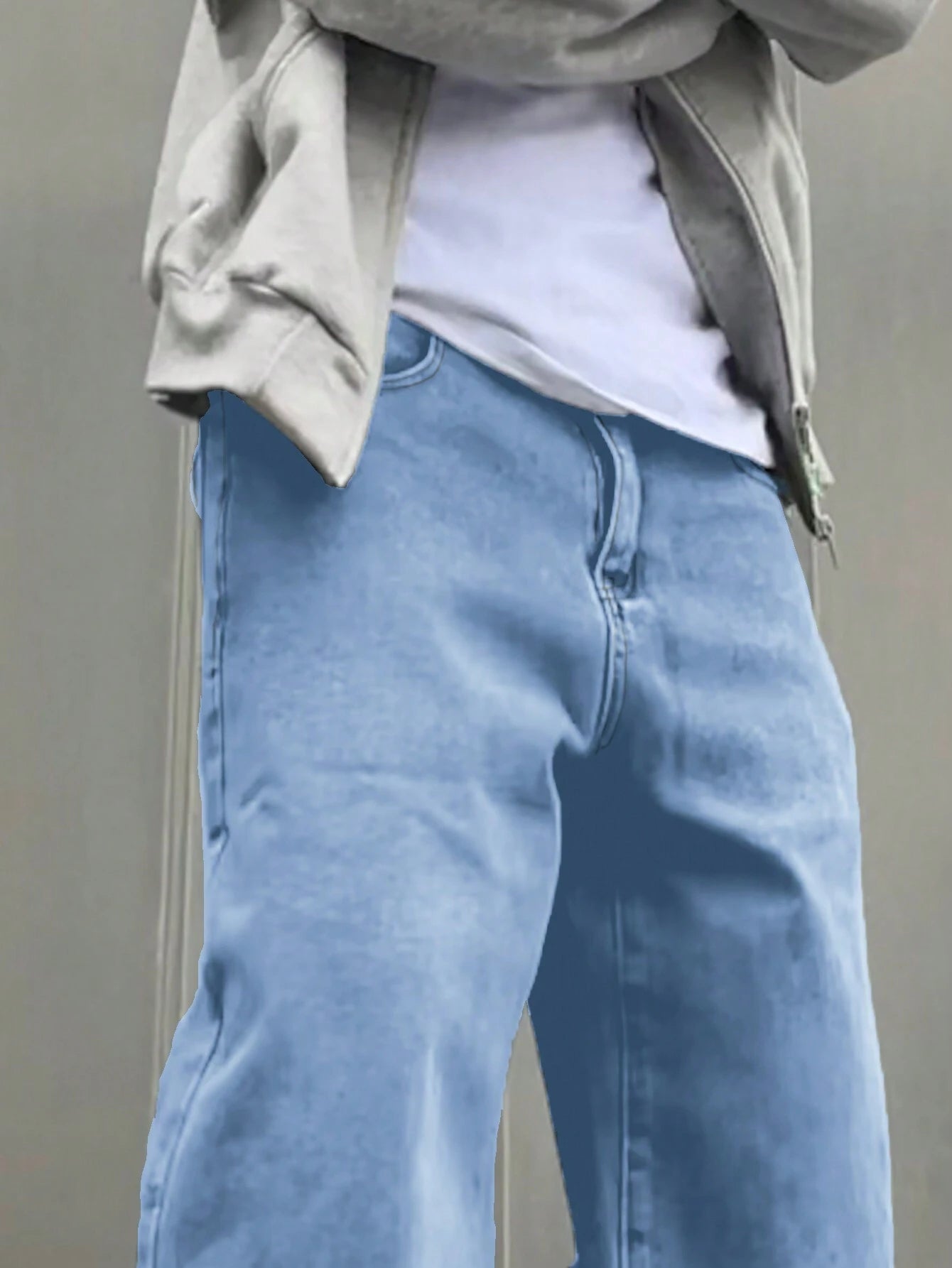 Manfinity EMRG Men Casual Loose Straight Jeans with Washed Denim, Baggy Jeans, Blue Baggy Jeans, Loose Jeans