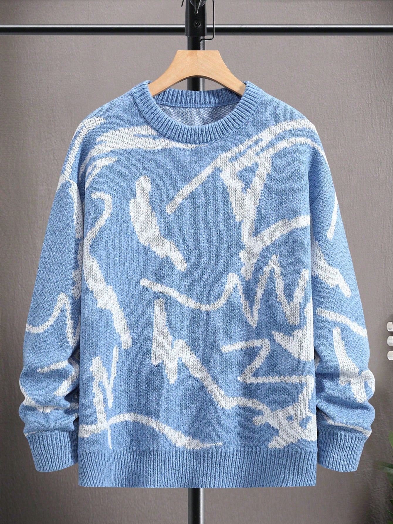 Manfinity Roghcode Men Graphic Pattern Drop Shoulder Sweater, for Fall Winter