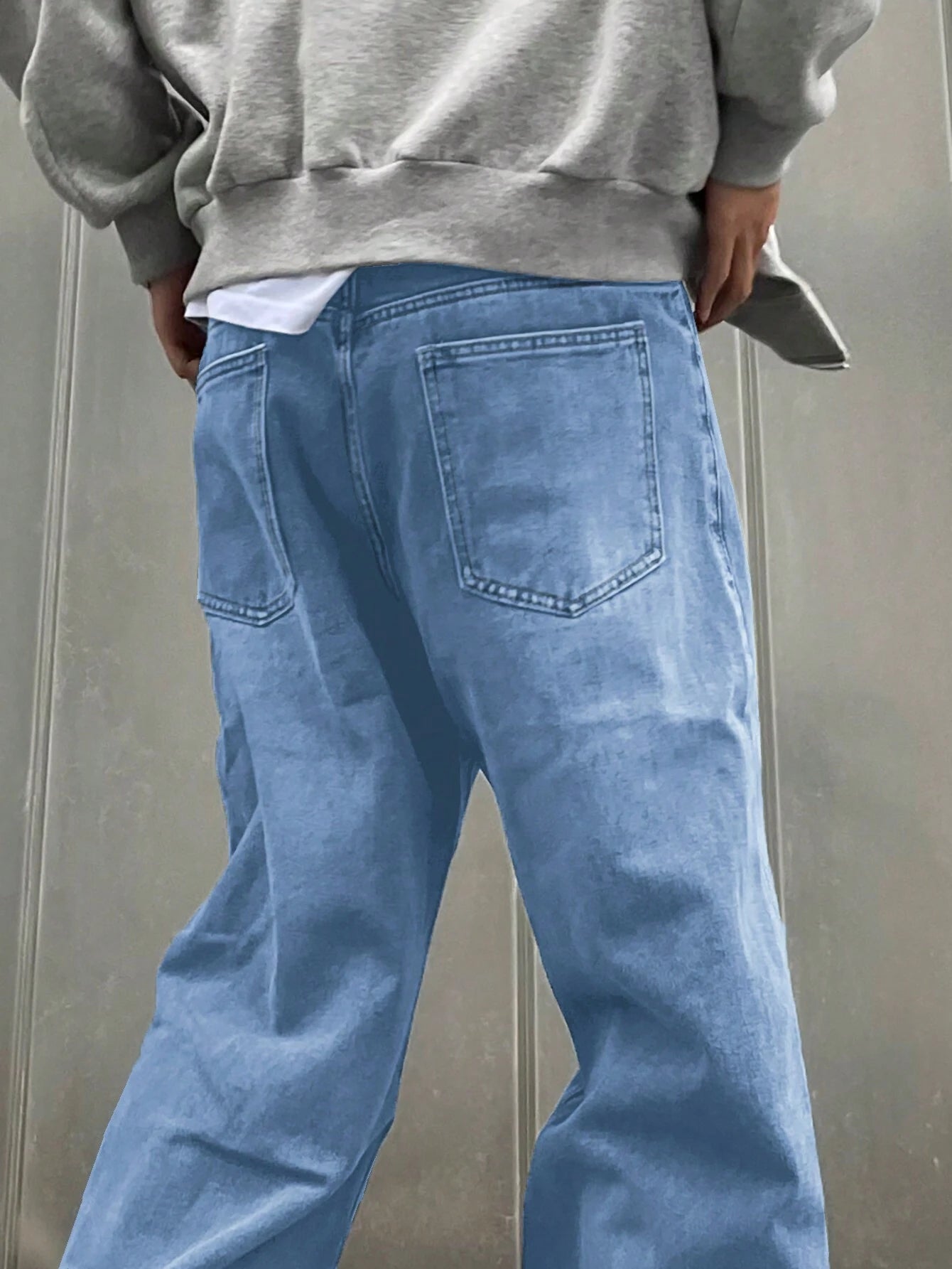 Manfinity EMRG Men Casual Loose Straight Jeans with Washed Denim, Baggy Jeans, Blue Baggy Jeans, Loose Jeans