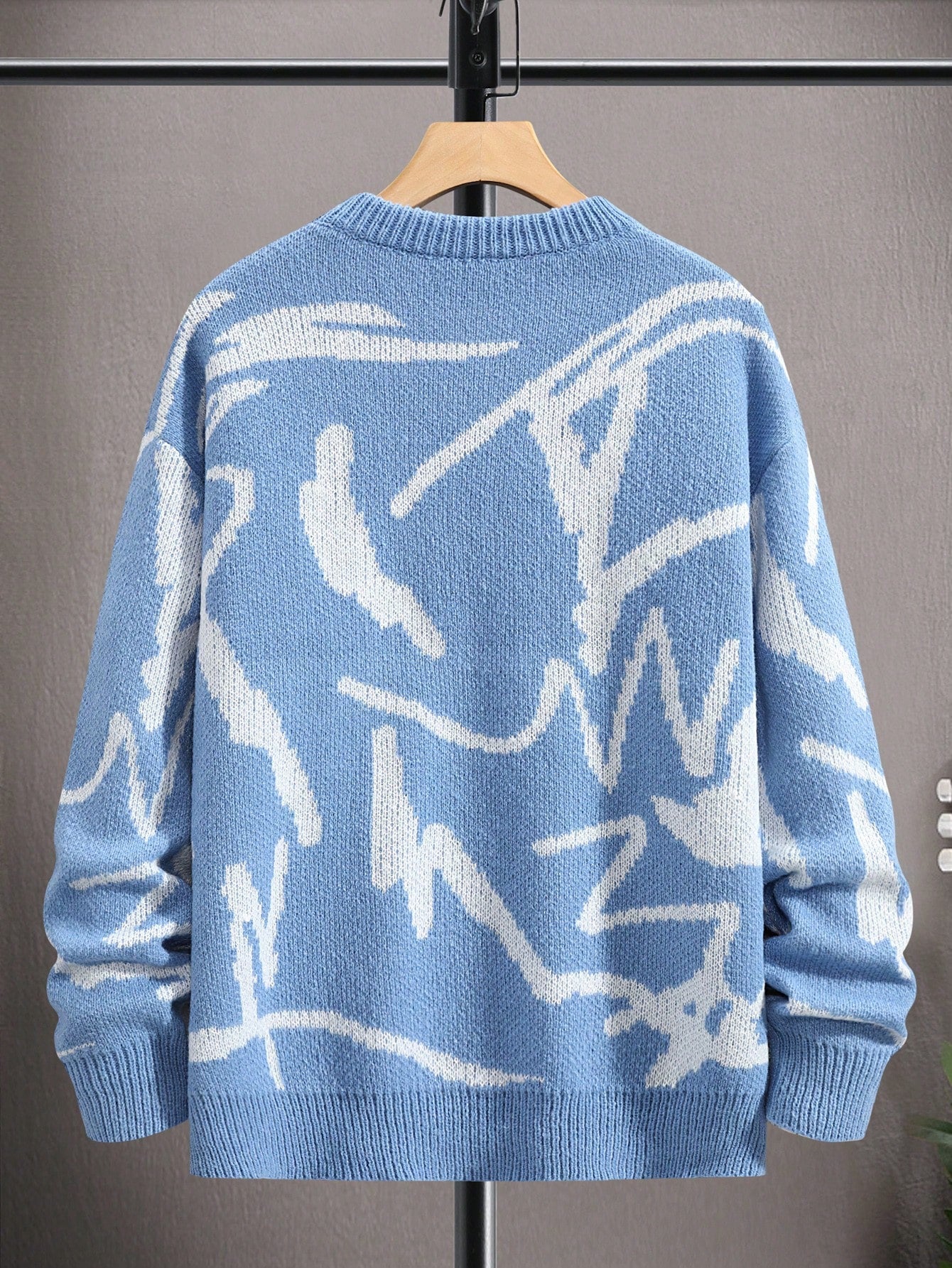 Manfinity Roghcode Men Graphic Pattern Drop Shoulder Sweater, for Fall Winter