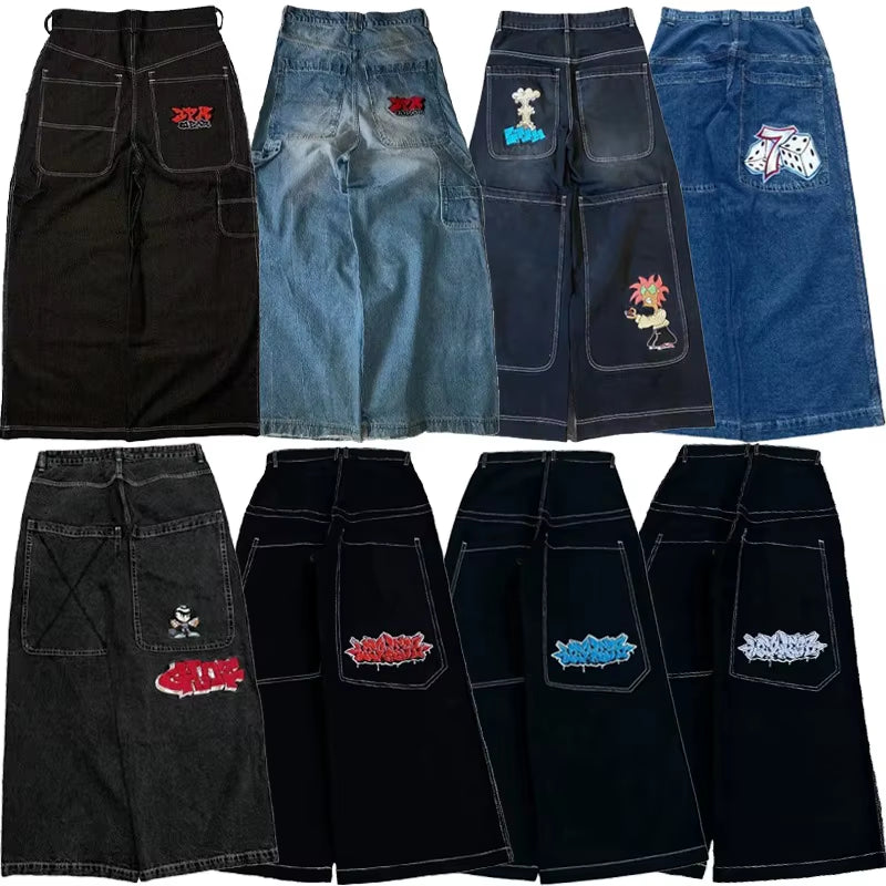 Y2K Baggy Jeans Vintage Embroidered High Quality Jeans Men Women Hip Hop Harajuku Goth Fashion Streetwear Casual Wide Leg Jeans