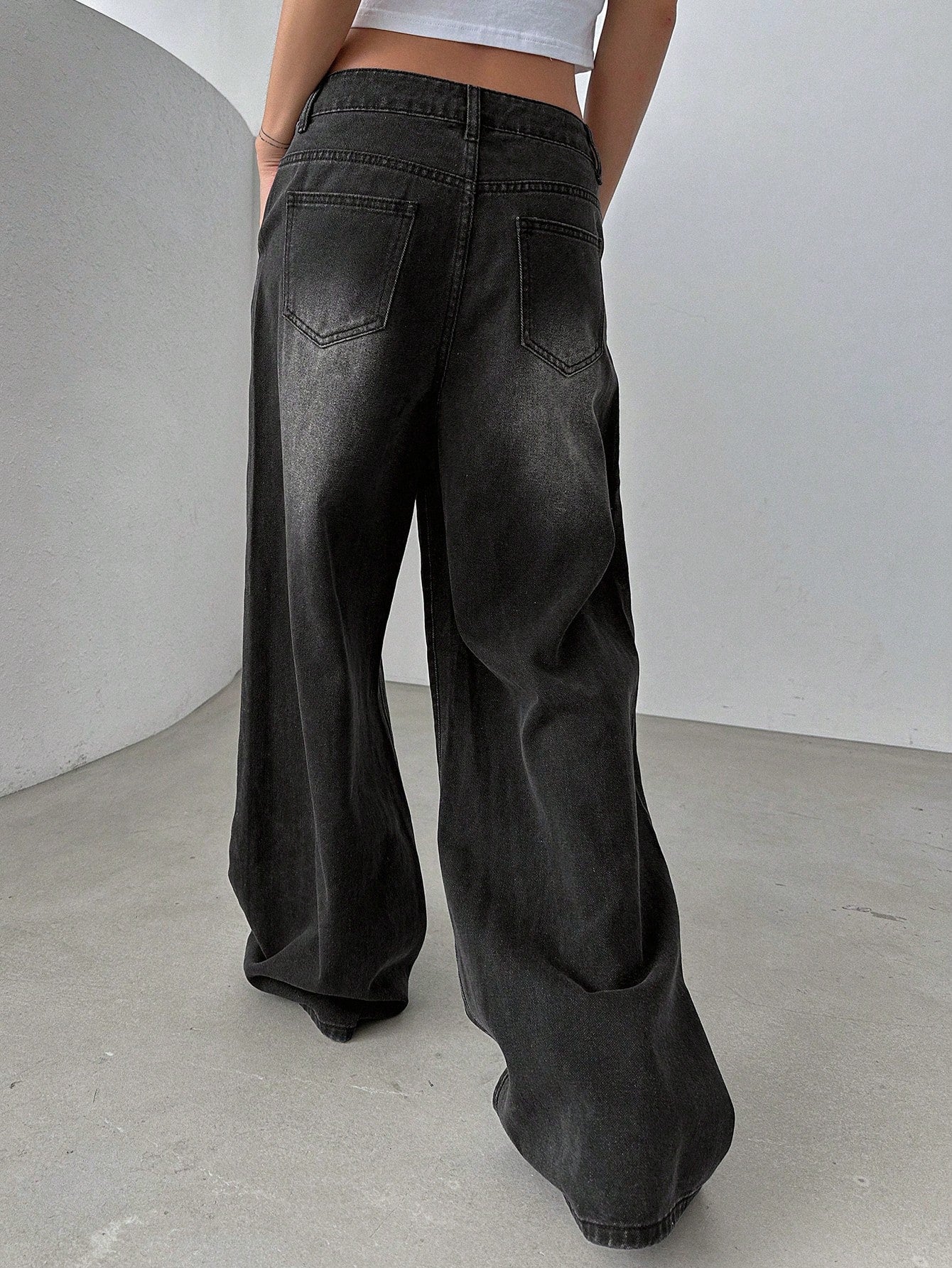 DAZY Slant Pocket Wide Leg Jeans,Baggy Jeans