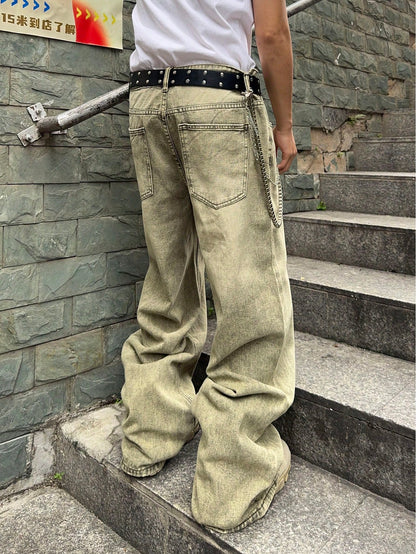 Manfinity EMRG Men'S Vintage Washed Loose Wide-Leg Jeans Baggy Jeans Men Design