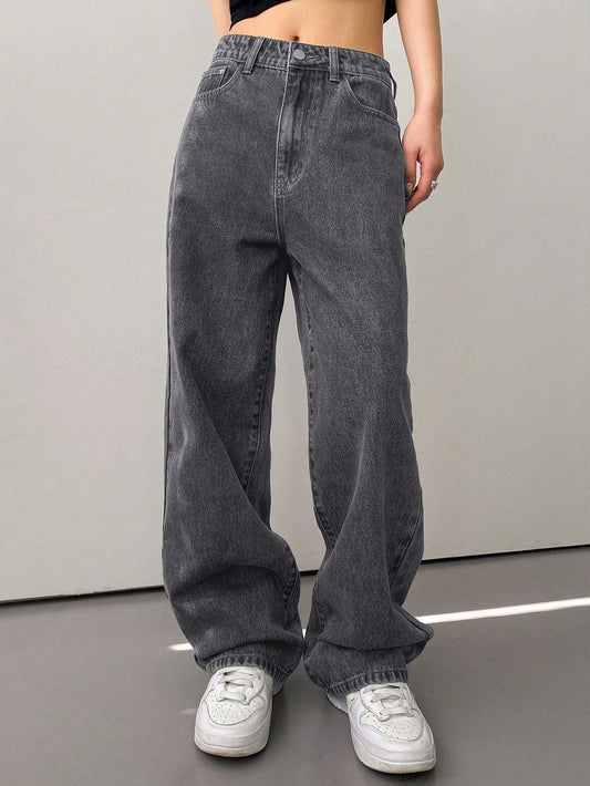 DAZY Slant Pocket Straight Leg Jeans Baggy Jeans