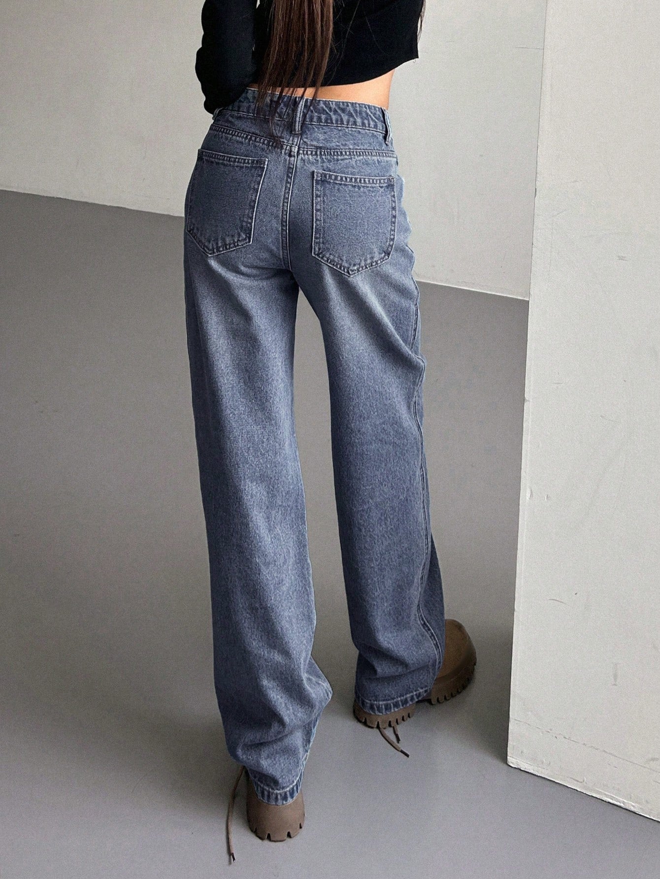 DAZY Slant Pocket Wide Leg Jeans,Baggy Jeans
