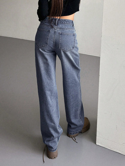 DAZY Slant Pocket Wide Leg Jeans,Baggy Jeans