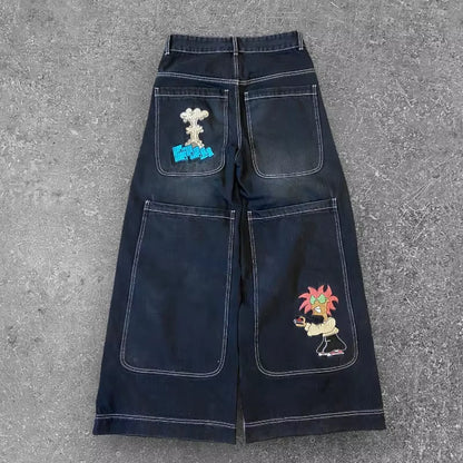 Y2K Baggy Jeans Vintage Embroidered High Quality Jeans Men Women Hip Hop Harajuku Goth Fashion Streetwear Casual Wide Leg Jeans