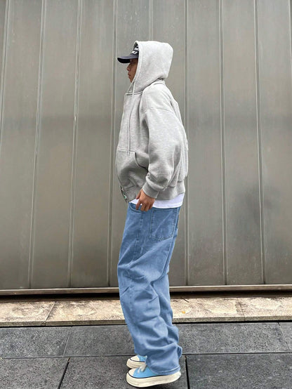 Manfinity EMRG Men Casual Loose Straight Jeans with Washed Denim, Baggy Jeans, Blue Baggy Jeans, Loose Jeans