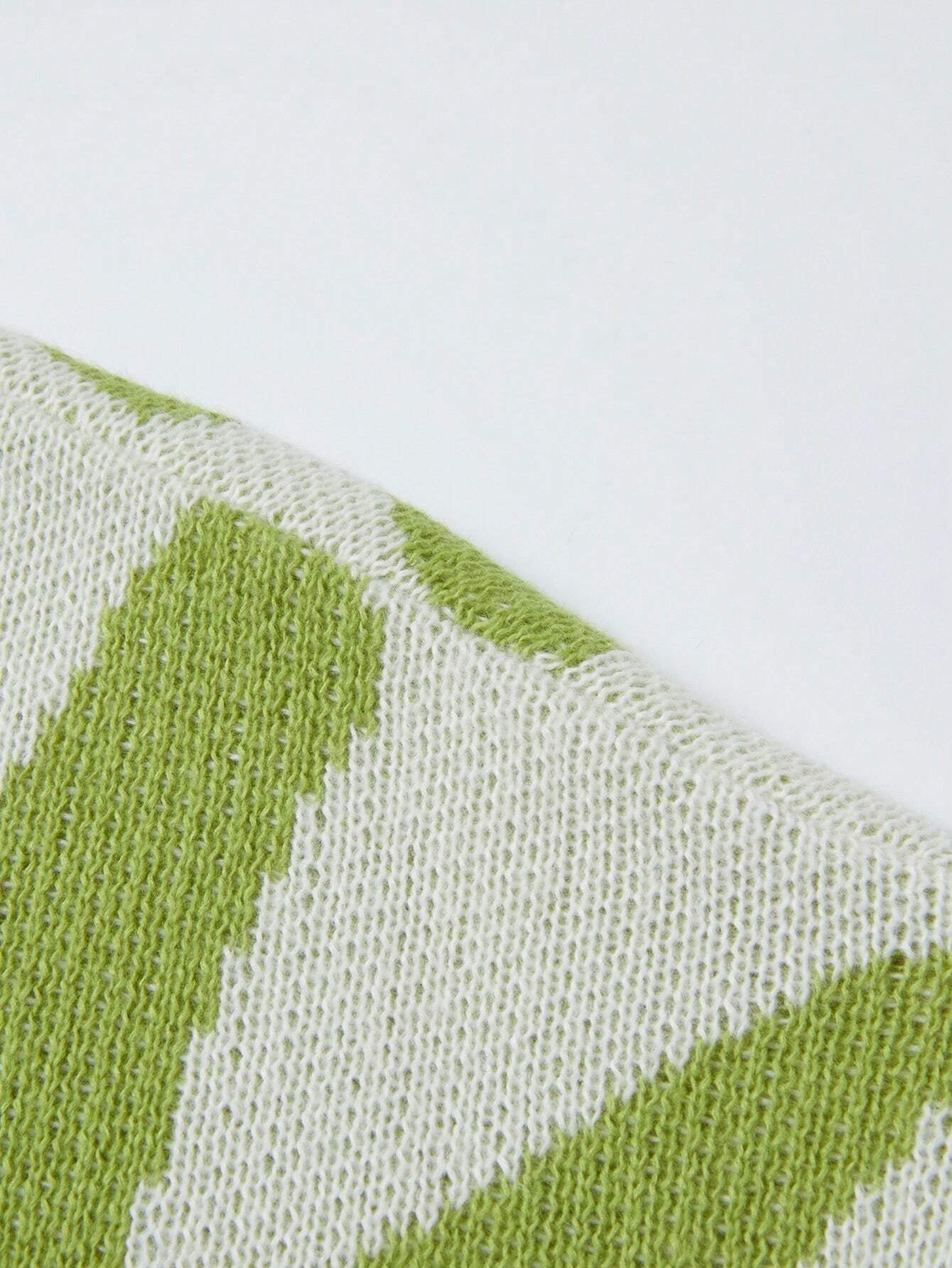 Manfinity Hypemode Men Casual Contrast Color Pattern Knitted Sweater, Autumn/Winter, Graphic Sweaters, Sweater Graphic, Men Sweaters, Men Graphic Sweaters, Green Graphic Sweater