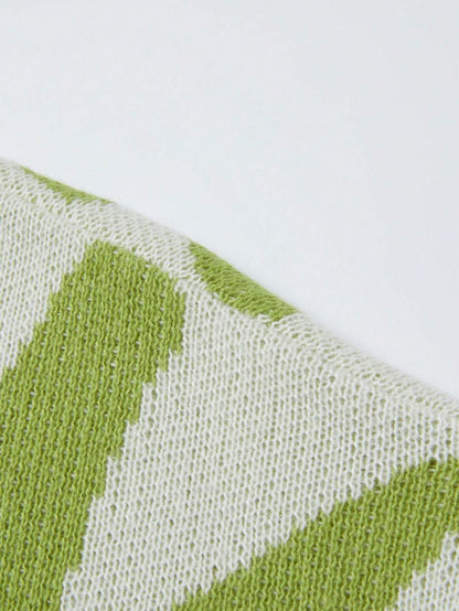 Manfinity Hypemode Men Casual Contrast Color Pattern Knitted Sweater, Autumn/Winter, Graphic Sweaters, Sweater Graphic, Men Sweaters, Men Graphic Sweaters, Green Graphic Sweater