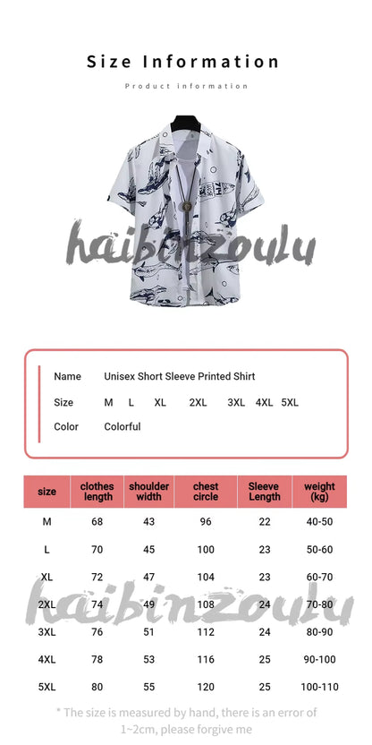 Men'S Short-Sleeved Shirts, Thin Print T-Shirts, Male and Female Polo Shirts, Youth Personality Tops