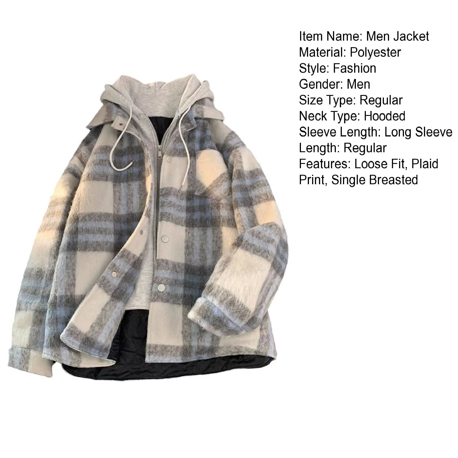 Red Black Hooded Plaid Western Cowboy Winter Shirt Jacket for Men Fleece Linend Flannel Casual Warm Checkered Shirt Male