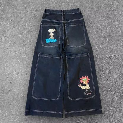 Y2K Baggy Jeans Vintage Embroidered High Quality Jeans Men Women Hip Hop Harajuku Goth Fashion Streetwear Casual Wide Leg Jeans